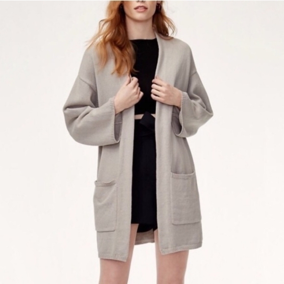 ARITZIA Wilfred Leandre Cardigan Black Cotton Long Sleeve - Picture 2 of 10